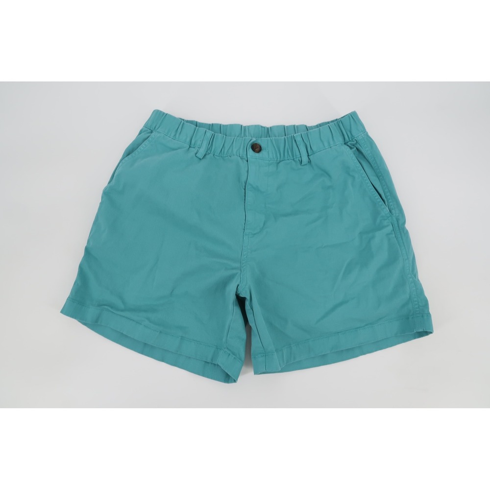 Bearbottom Chino Shorts Mens Large Teal 5.5" Inseam Elastic Waist Stretch Twill